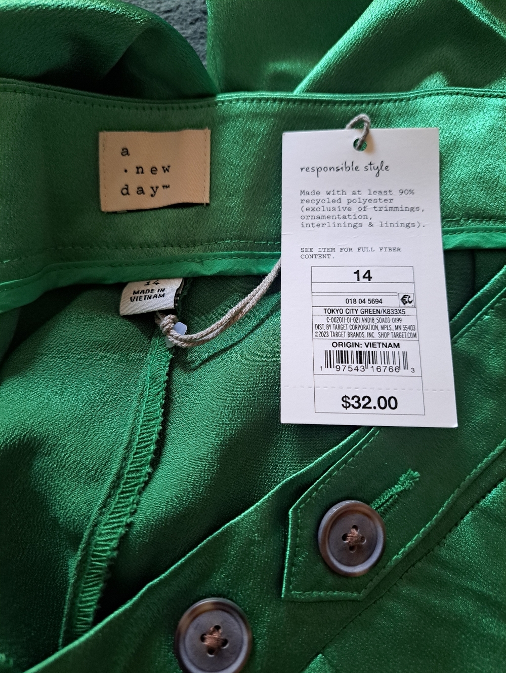 Satin Emerald Green Wide-Leg Cargo Jumpsuit Pants. - Picture 7 of 11